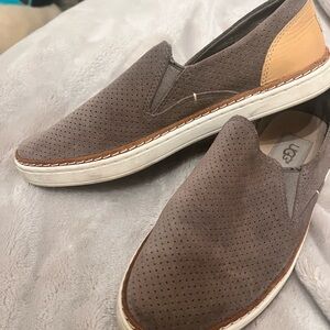UGG Adley Perforated Taupe/Tan Suede Sneakers Shoes Slip On US 5